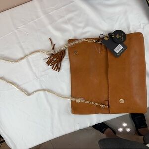 Moda Luxe Tan Shoulder Bag with Gold Chain. New With Tags